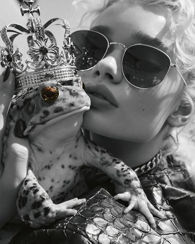 Crowned Frog Portrait Print. poster