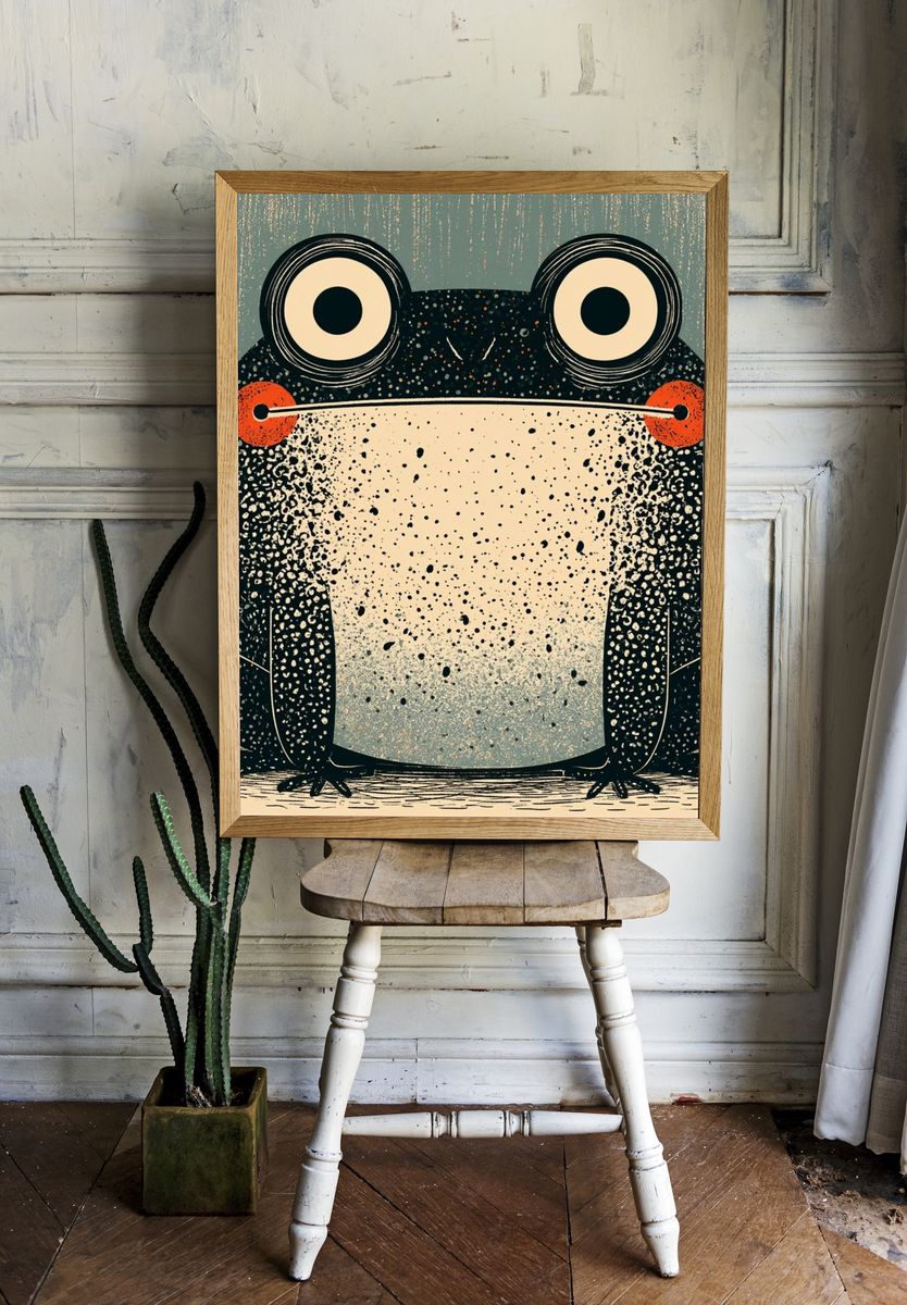 Playful Frog Illustration Poster. — room view 1
