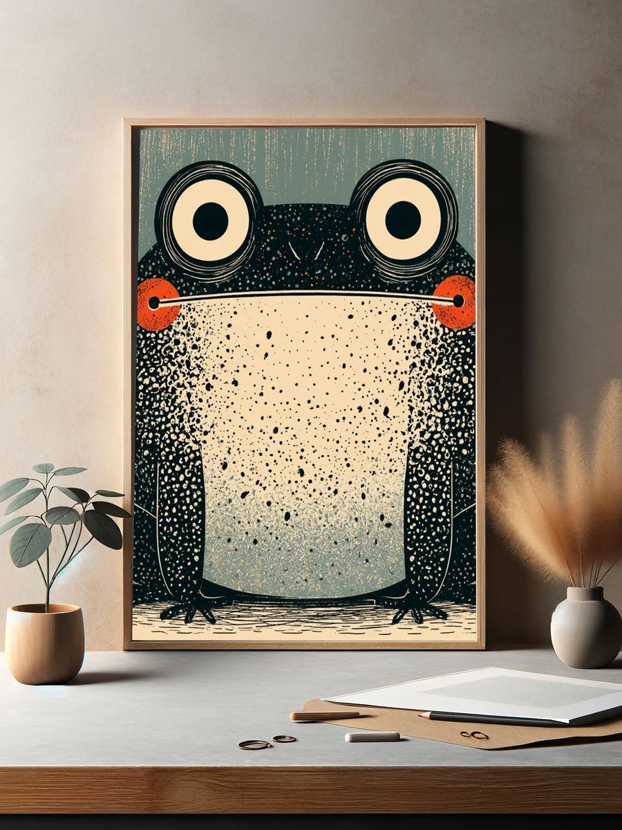 Playful Frog Illustration Poster. — room view 2
