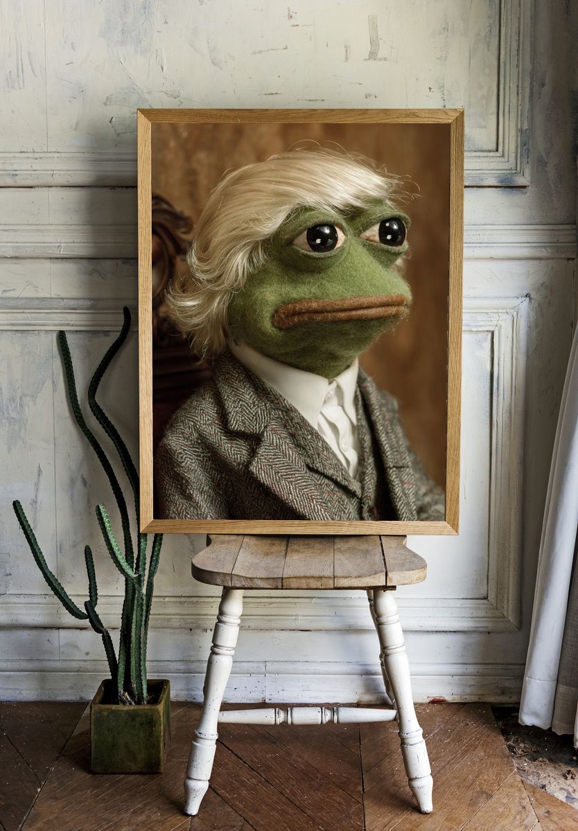 Frog Gentleman Portrait Print room preview