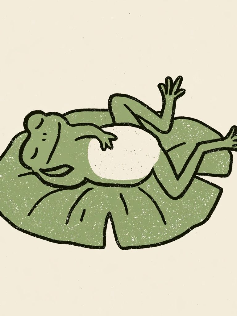 Relaxed Frog Illustration Poster. poster — illustration art