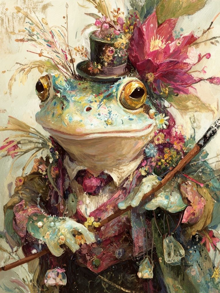 Frog in Top Hat Illustration Poster. poster — illustration art