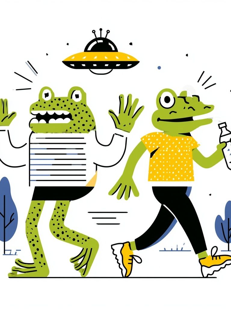 Playful Frog Duo Illustration Poster. poster detail