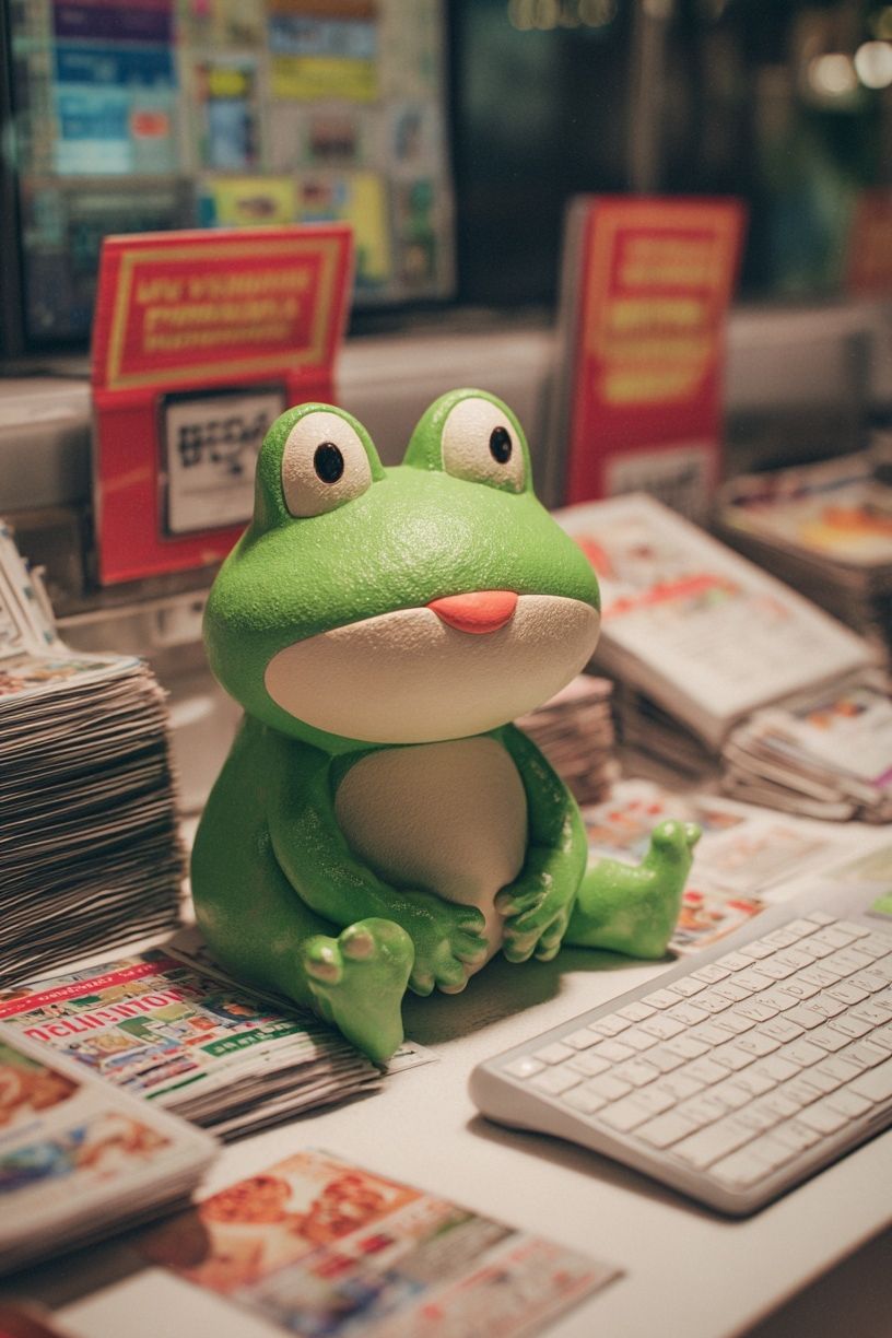 Cute Frog Figurine Photography Poster. poster detail