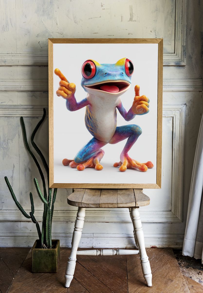Colorful Frog Character Illustration Poster. room preview