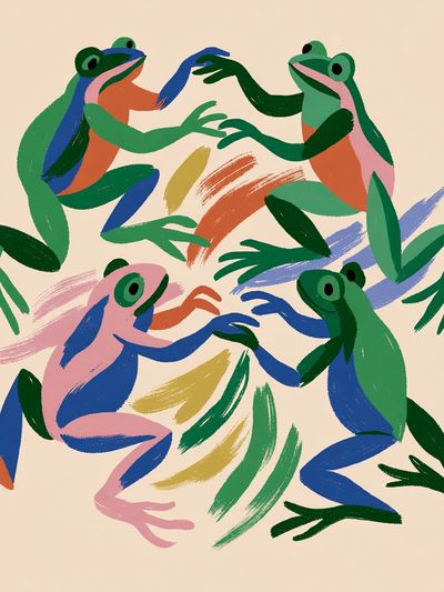 Colorful Frogs Illustration Poster. poster print