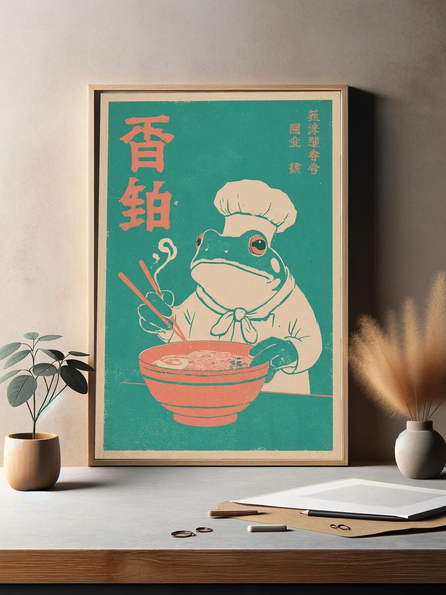 Chef Frog — Vintage Print. — room view 2