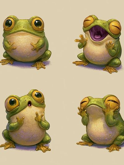 Playful Frog Expressions Illustration Poster. poster