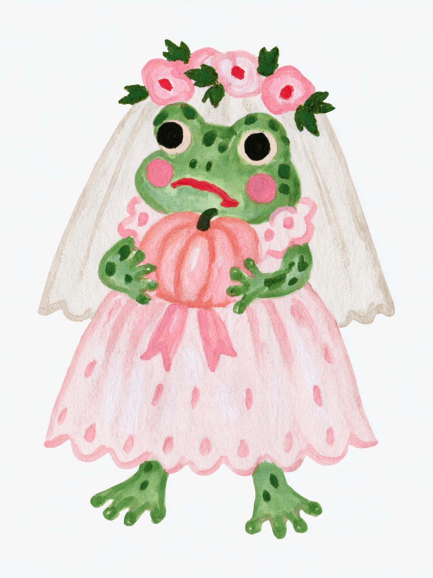 Frog Bride Watercolor Print. poster detail