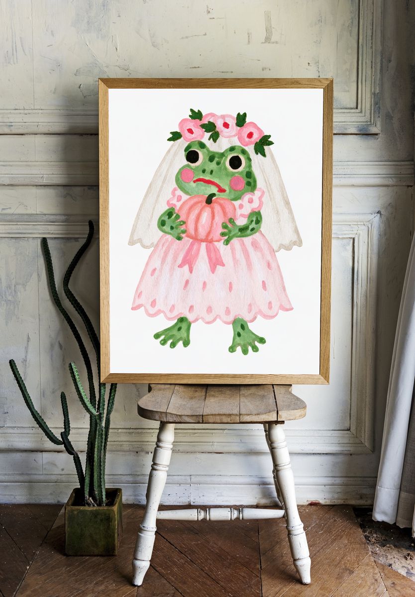 Frog Bride Watercolor Print. — room view 1
