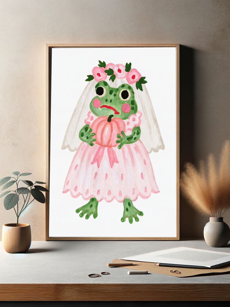 Frog Bride Watercolor Print. — room view 2