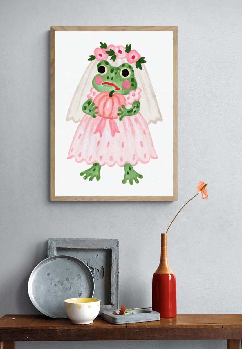 Frog Bride Watercolor Print. — room view 3