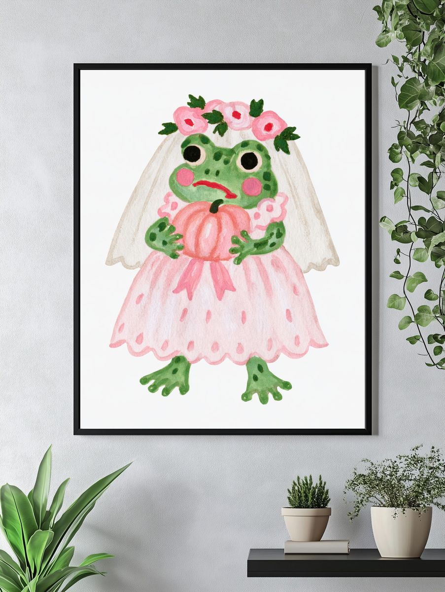Frog Bride Watercolor Print. — room view 4