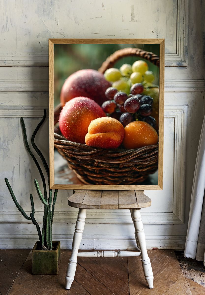 Fresh Fruit Basket — Food Art Print. — room view 1