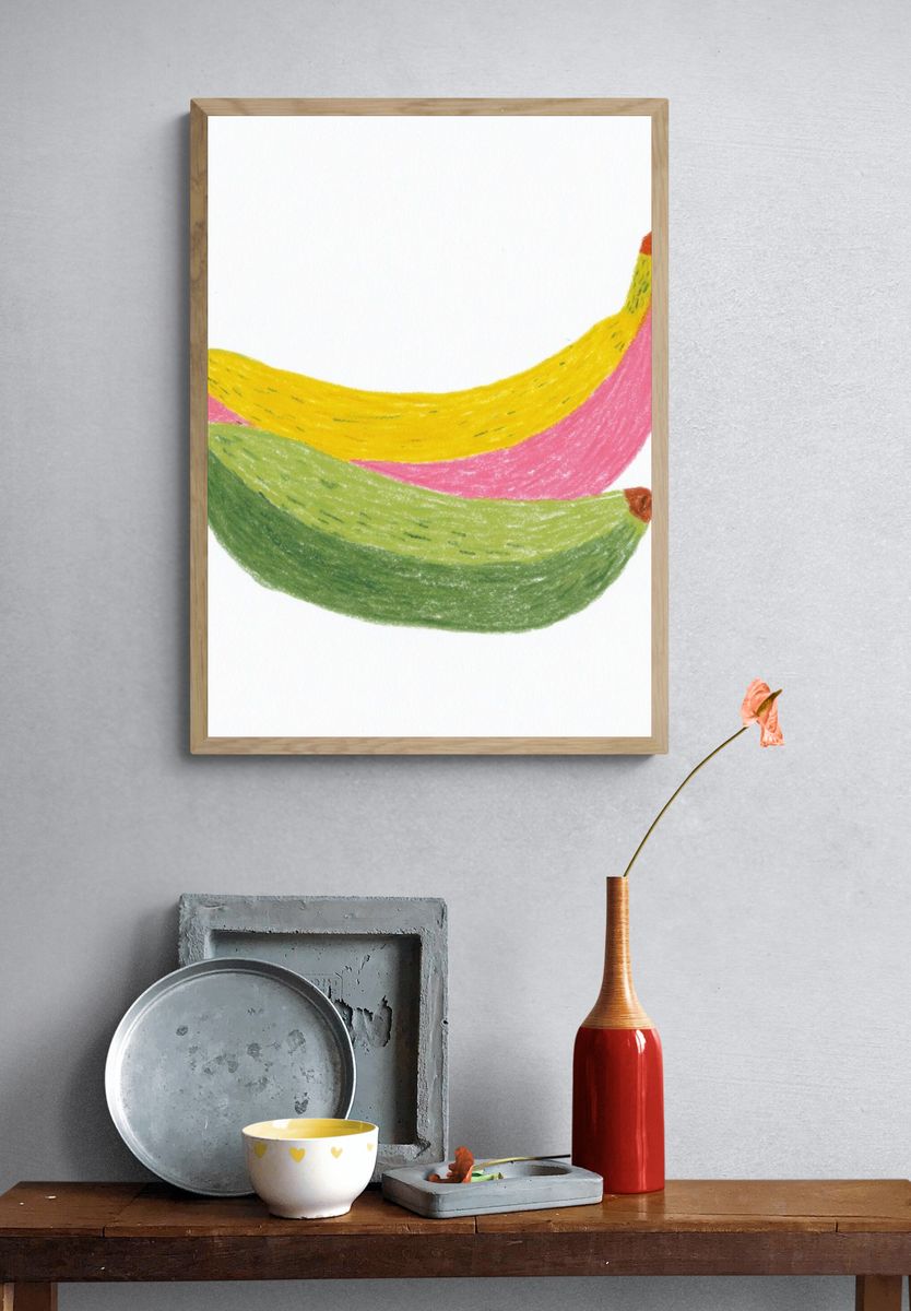 Colorful Bananas Illustration Poster. — room view 3