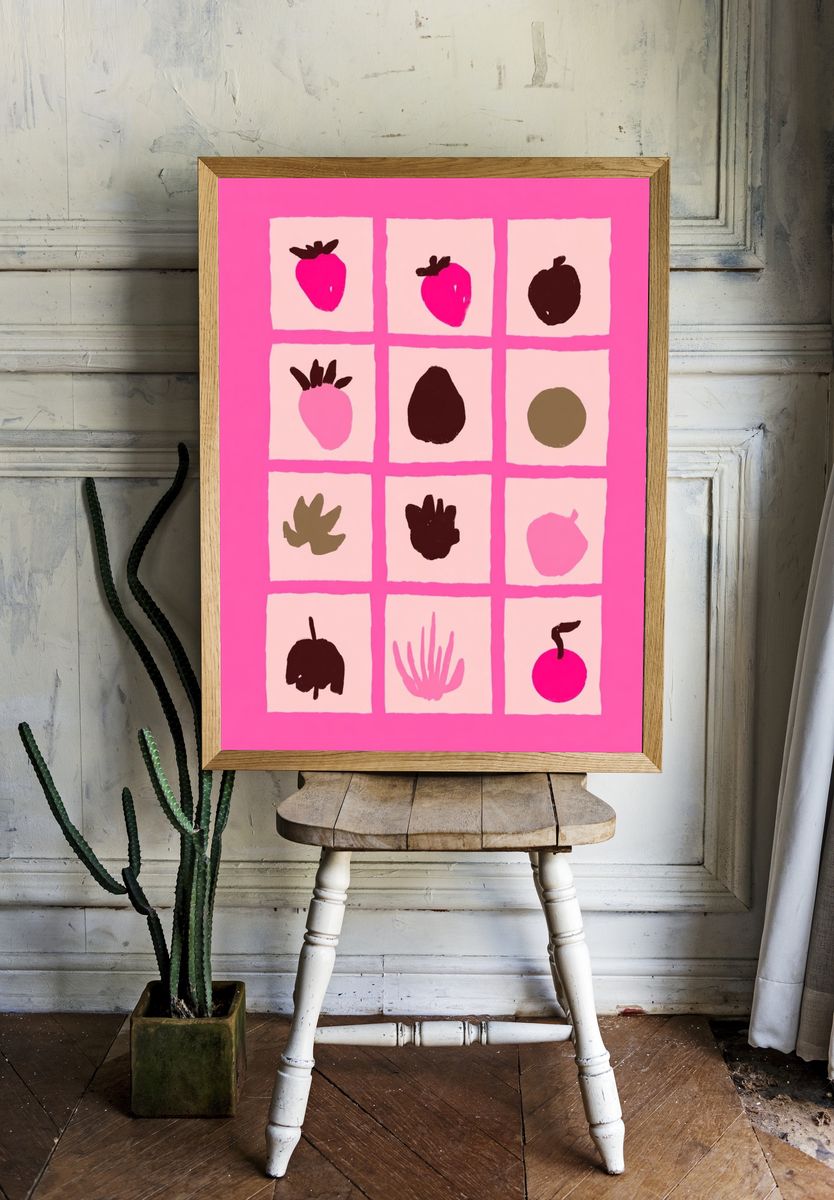 Colorful Fruit Illustration Poster room preview