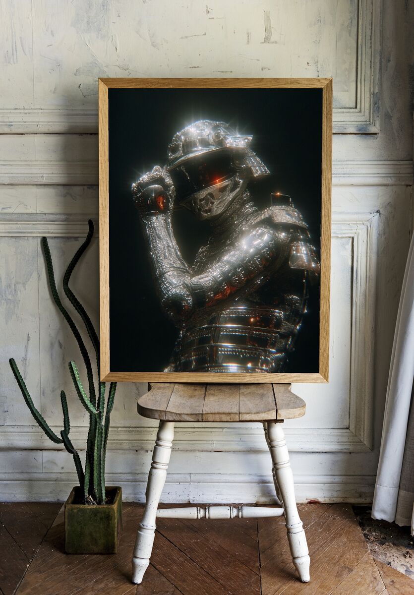 Futuristic Samurai Armor — Digital Art Print. — room view 1