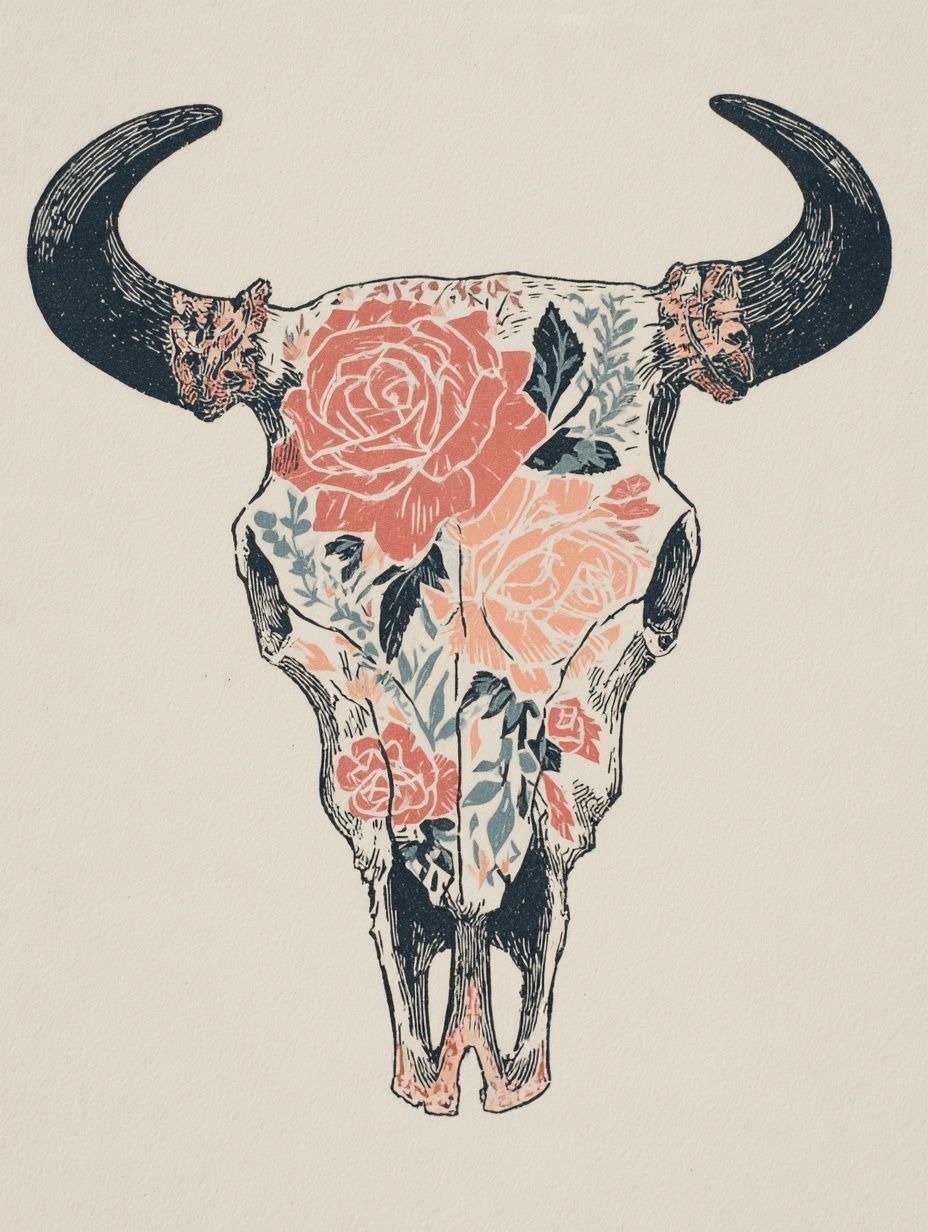 Floral Skull Art Print. poster — illustration art