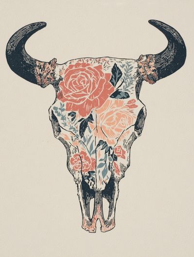 Floral Skull Art Print. poster print