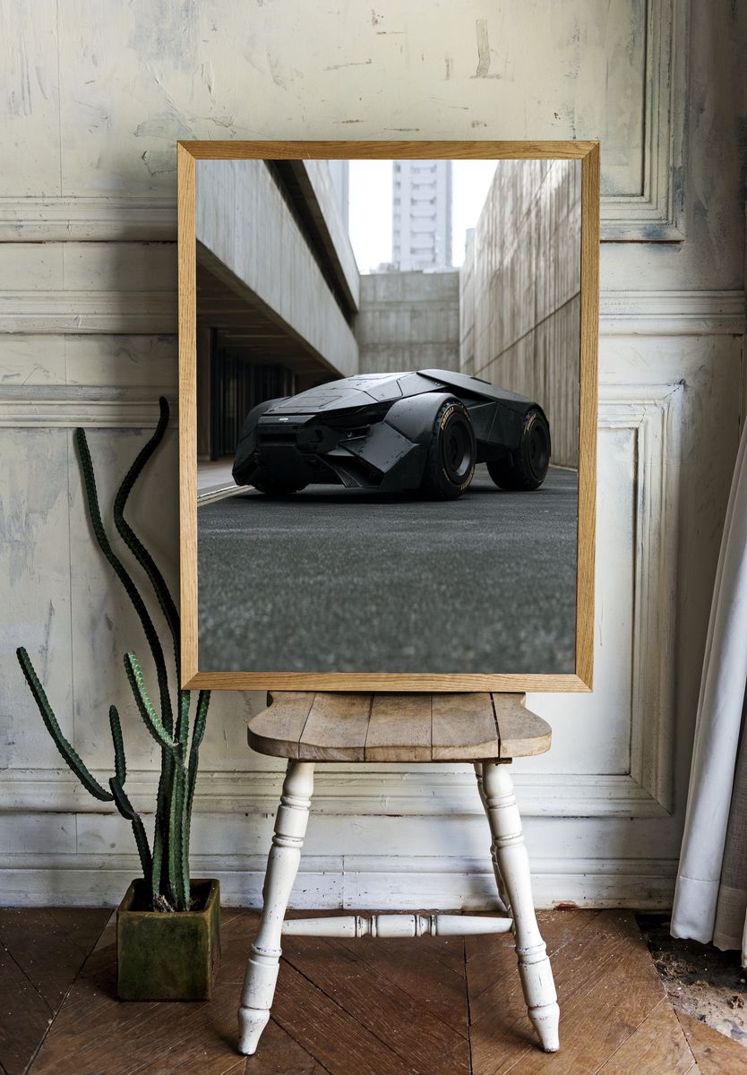 Futuristic Black Supercar Photography Poster. — room view 1