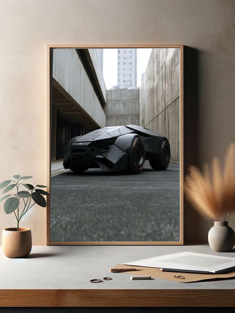 Futuristic Black Supercar Photography Poster. — room view 2
