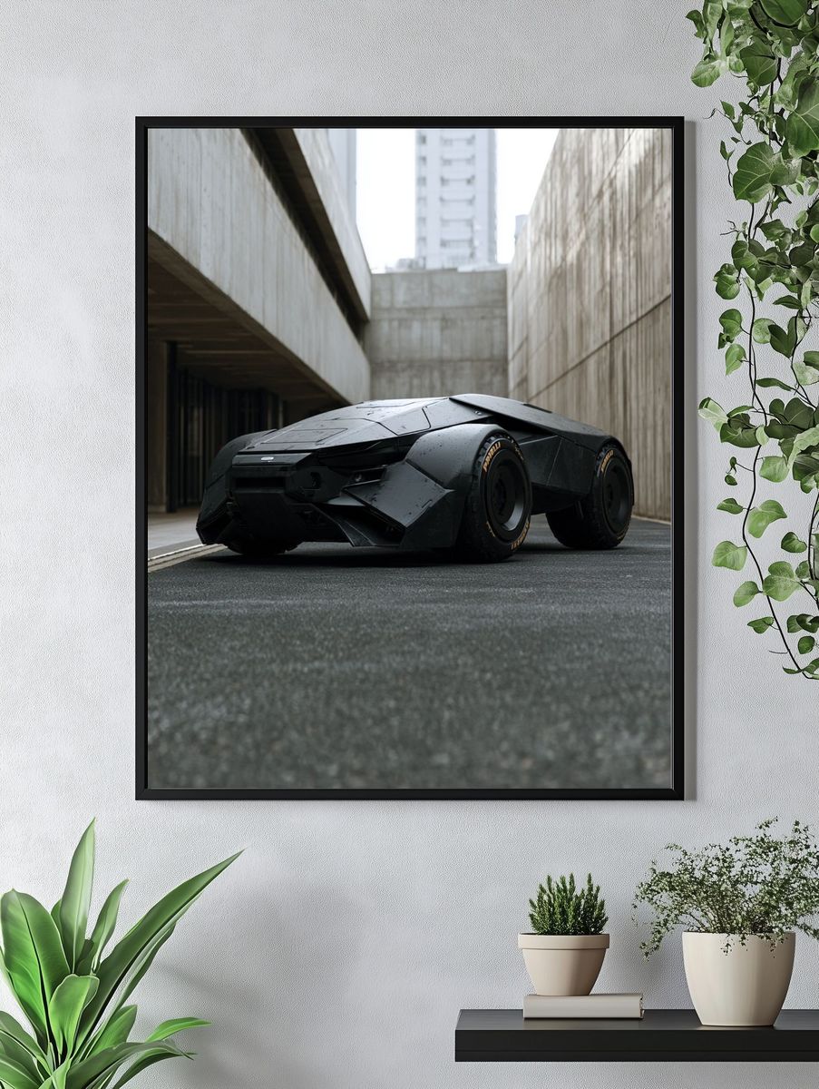 Futuristic Black Supercar Photography Poster. — room view 4