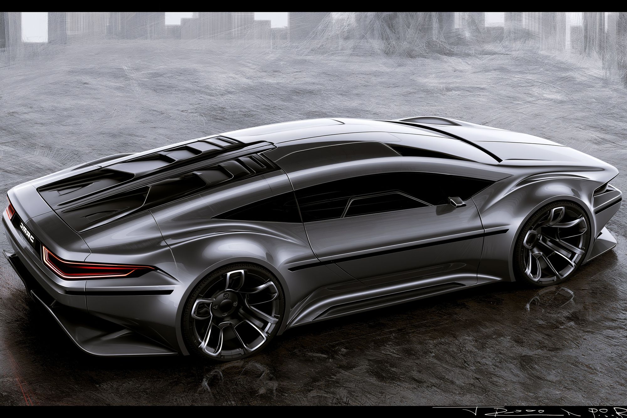 Futuristic Sports Car Illustration Poster. poster — illustration art