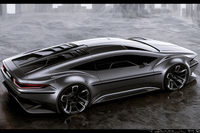 Futuristic Sports Car Illustration Poster. poster