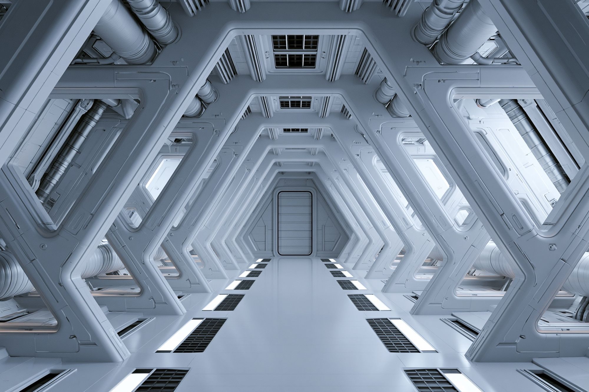 Futuristic Space Corridor Poster. poster — illustration art