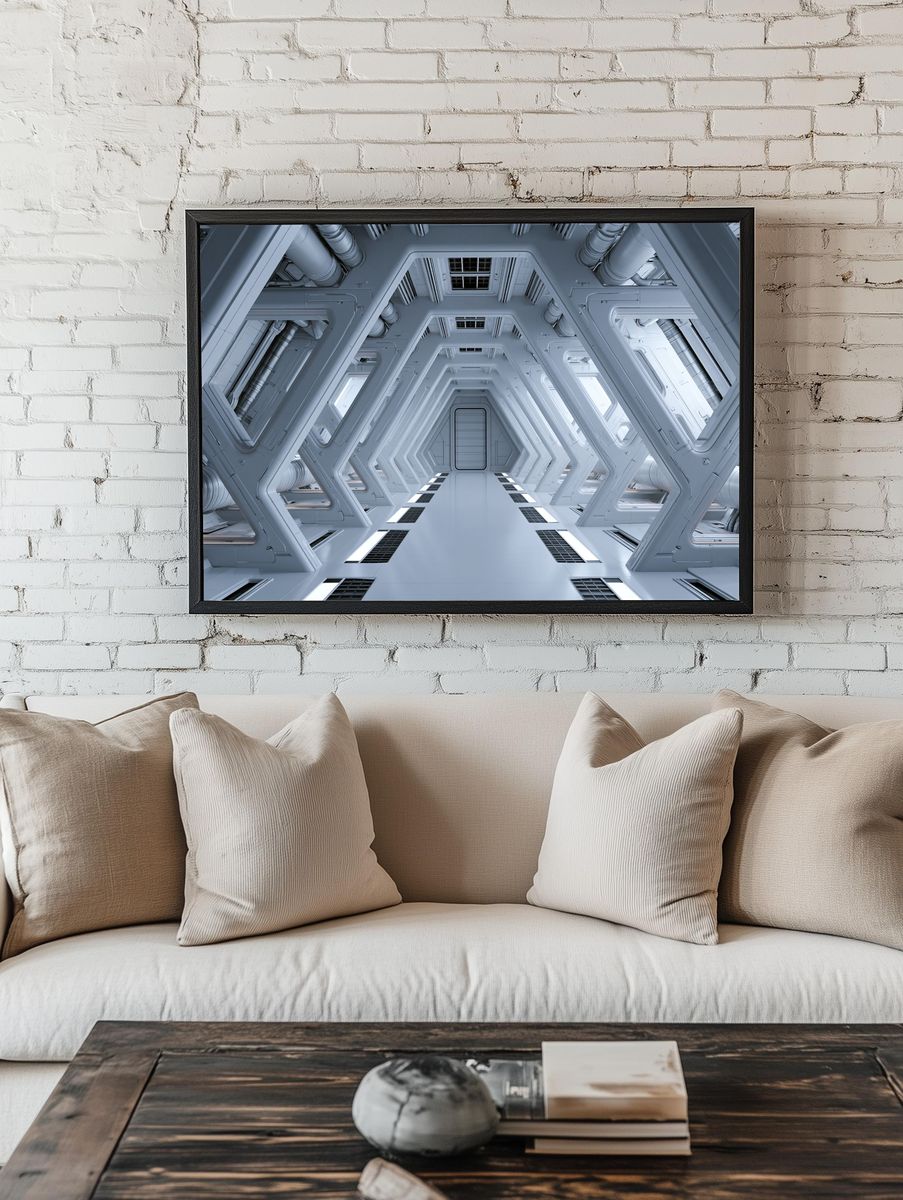 Futuristic Space Corridor Poster. room preview