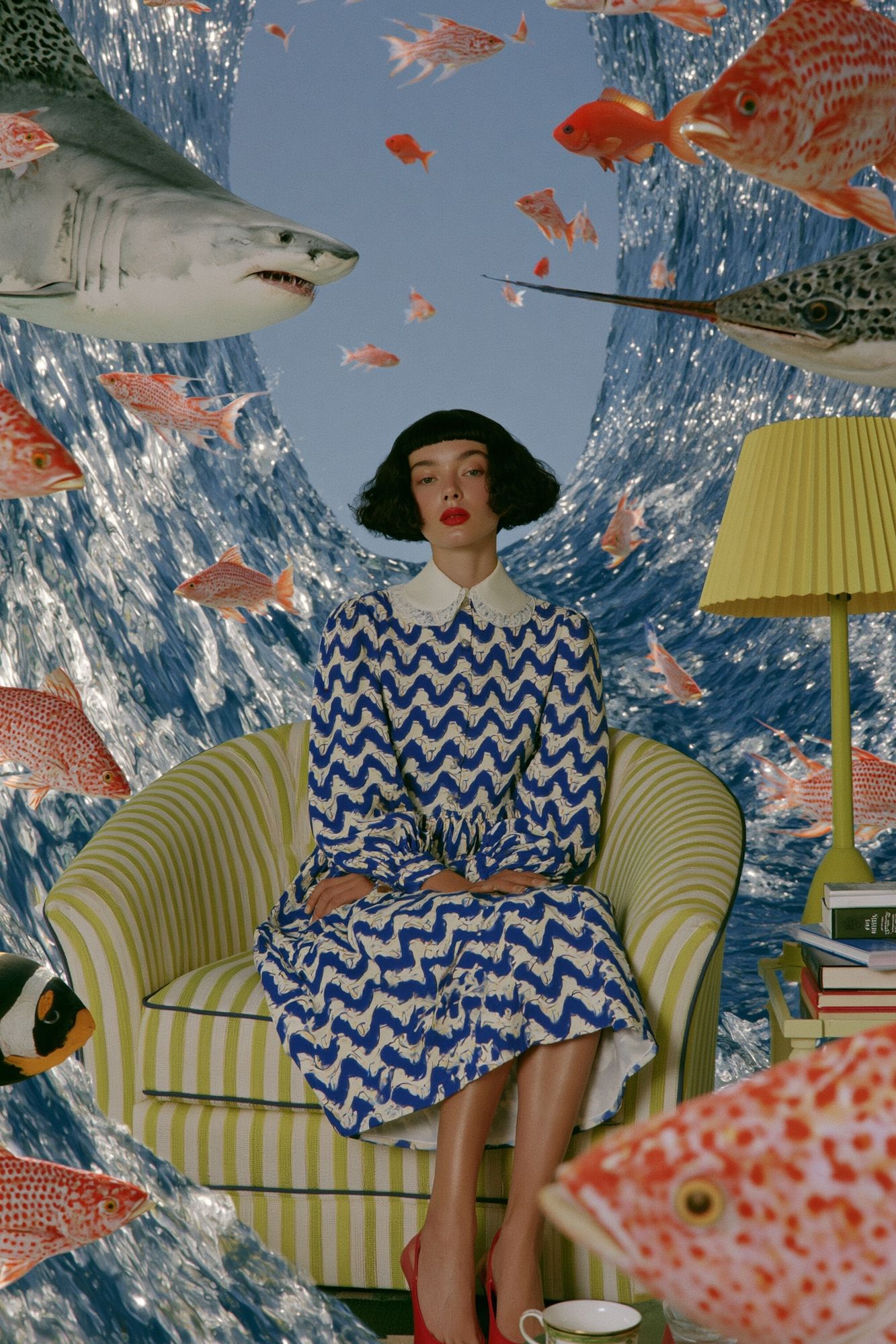 Surreal Fish Room Fashion Poster. poster detail