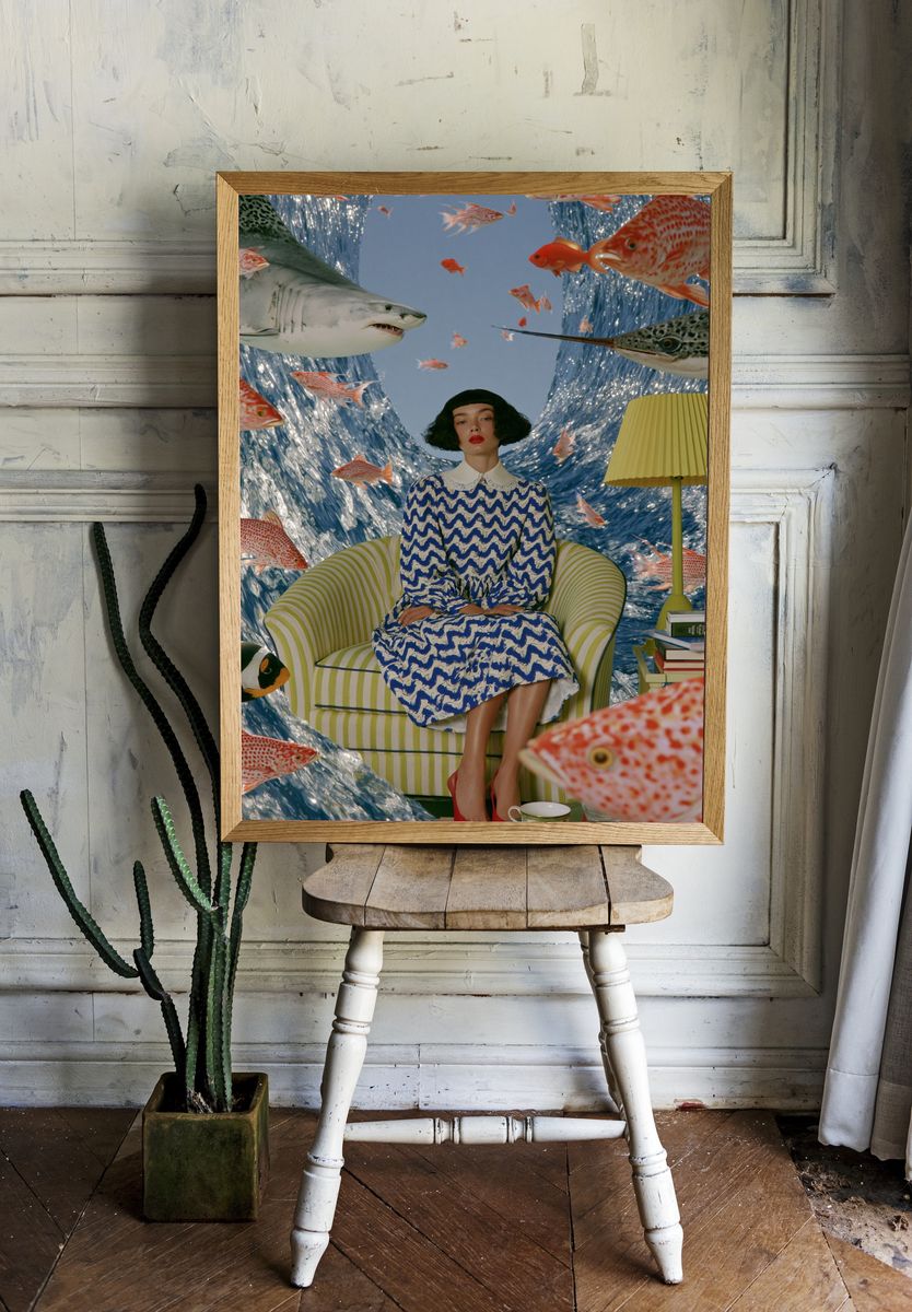 Surreal Fish Room Fashion Poster. — room view 1