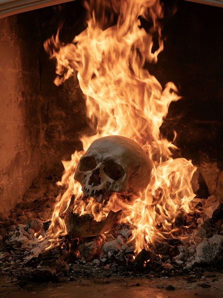 Burning Skull Horror Print. poster detail
