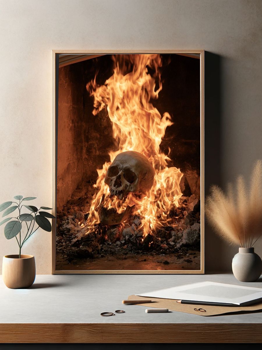 Burning Skull Horror Print. — room view 2