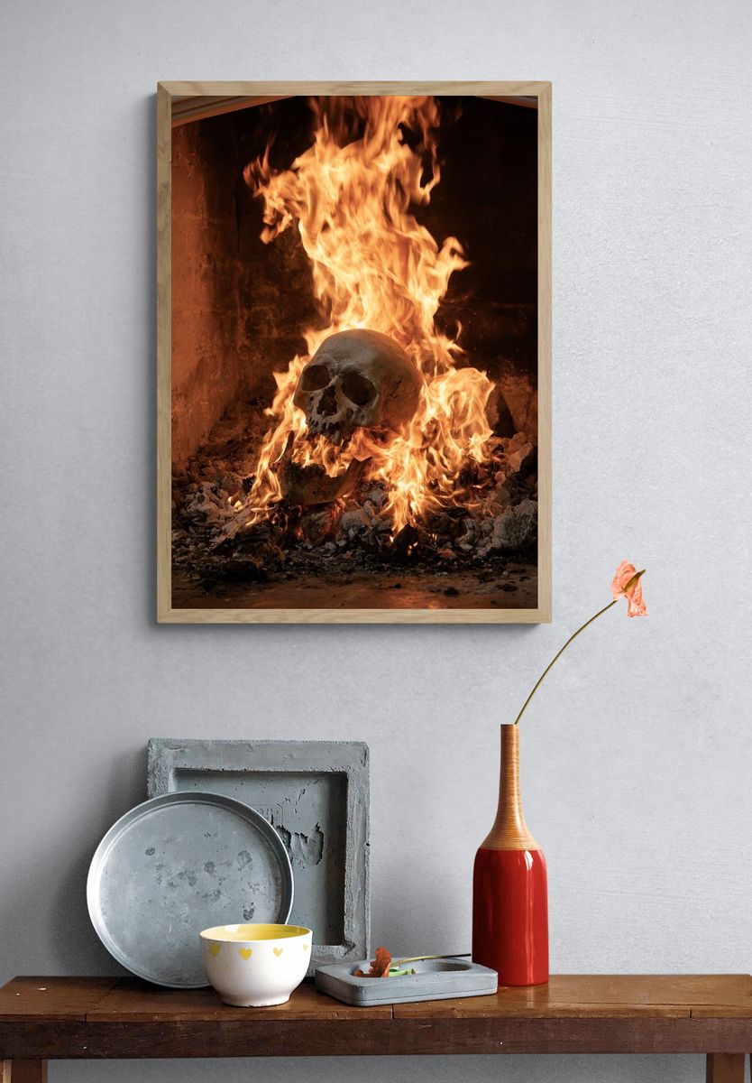 Burning Skull Horror Print. — room view 3