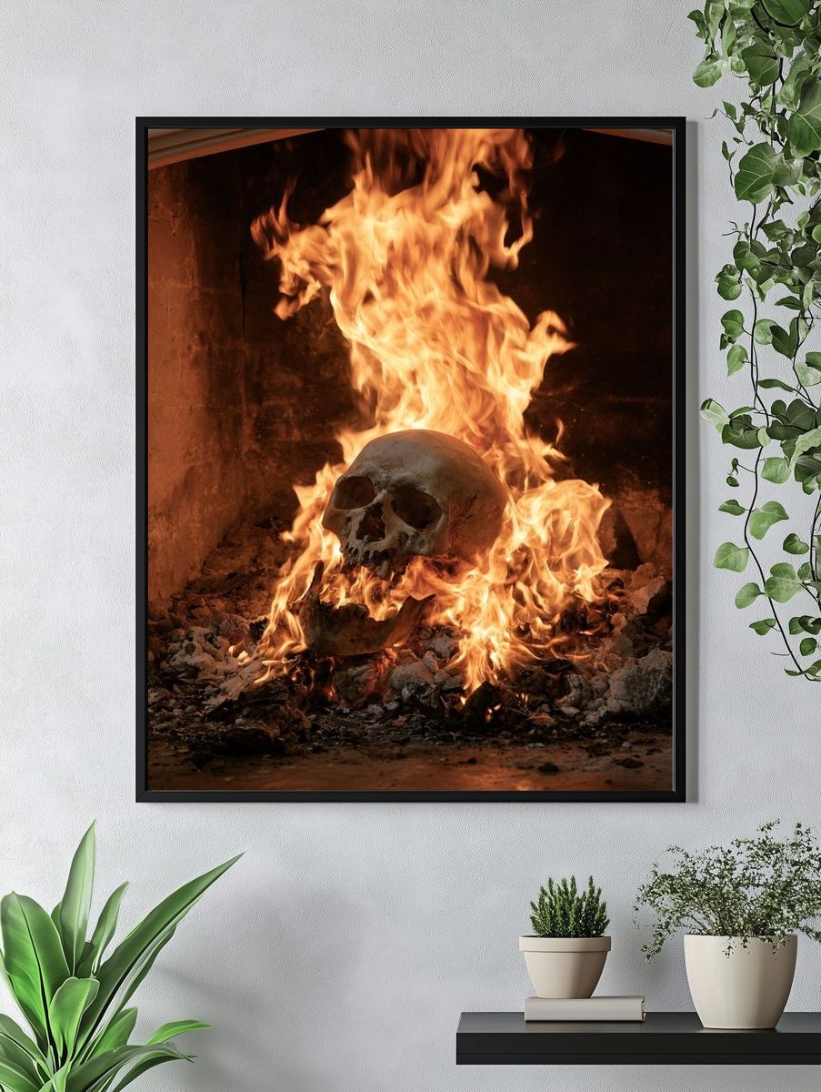 Burning Skull Horror Print. — room view 4