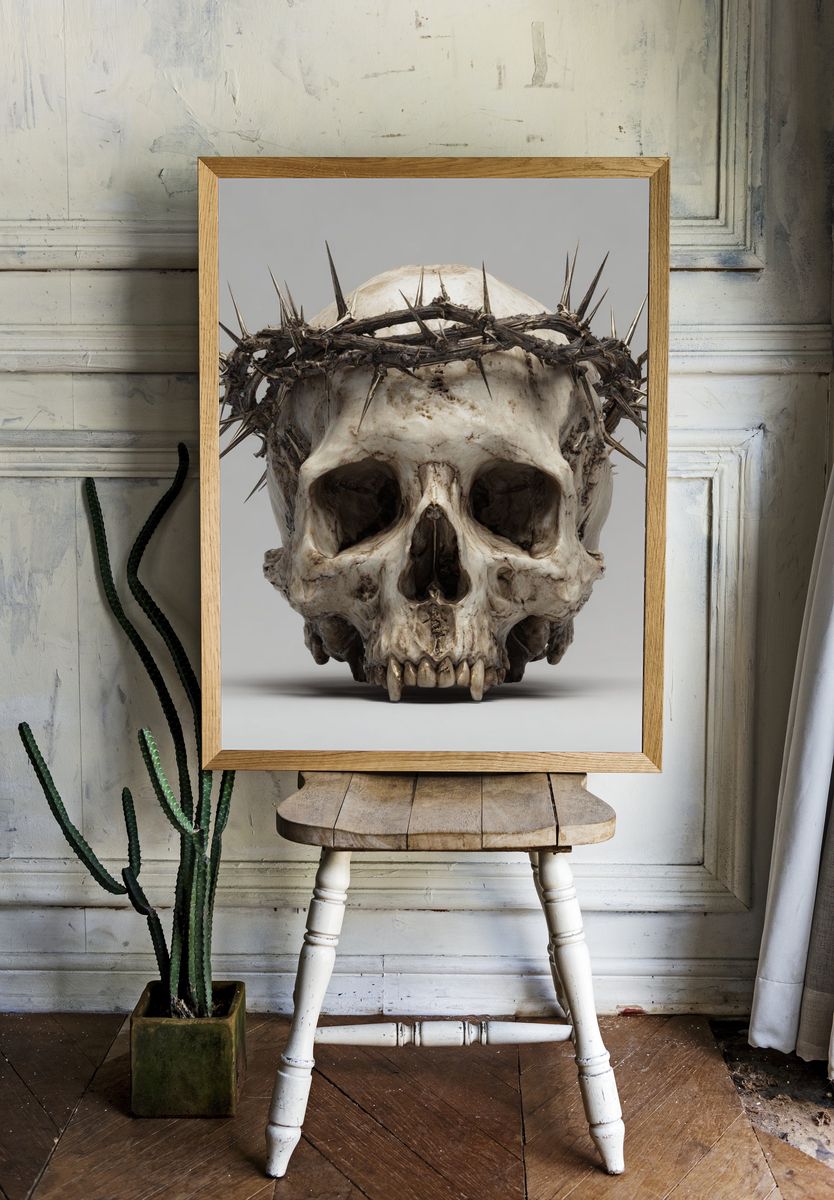 Crowned Skull Dark Print. room preview