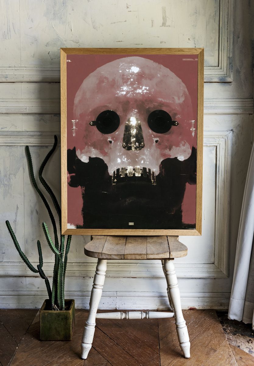 Surreal Skull Portrait Print. — room view 1