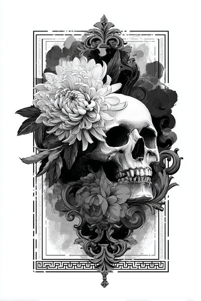 Floral Skull Gothic Print.