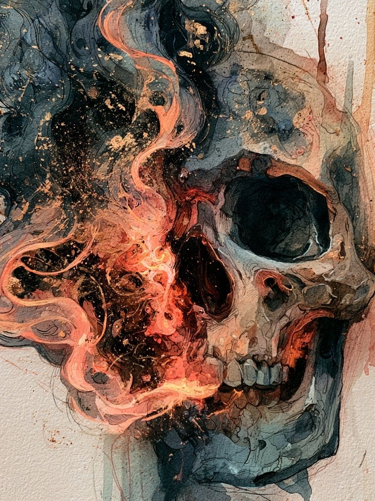 Burning Skull Surrealism Poster. poster — fine-art art