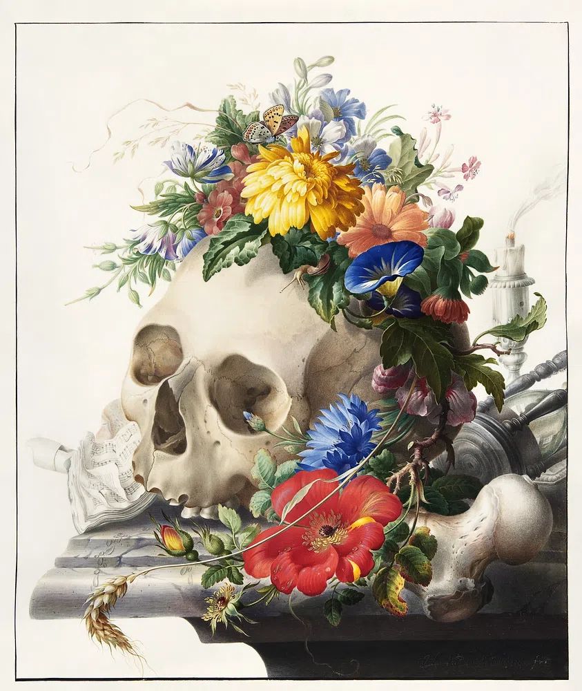 Vanitas still life (1667-1726) painting. poster detail