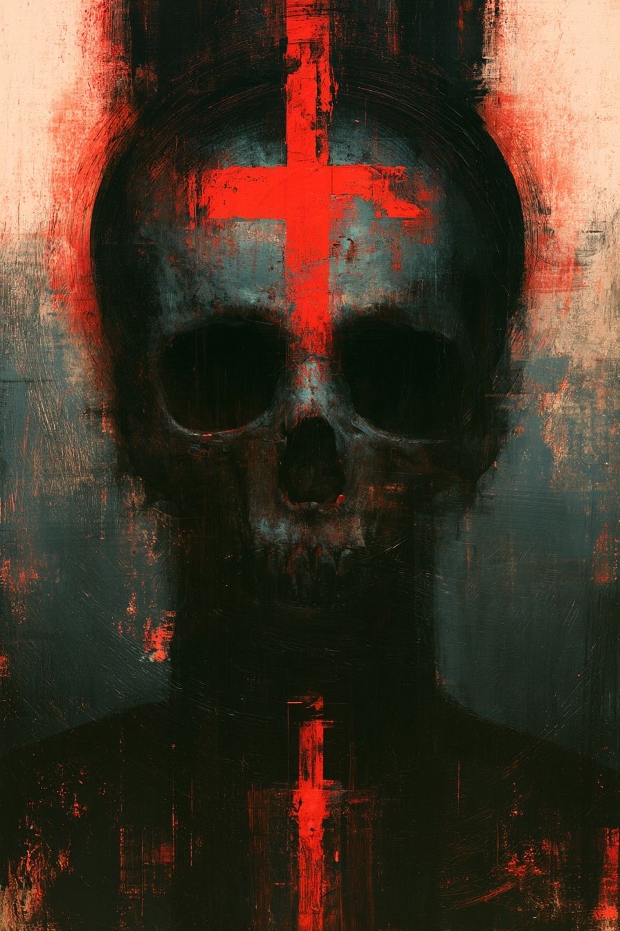Crimson Skull Abstract Poster. poster detail