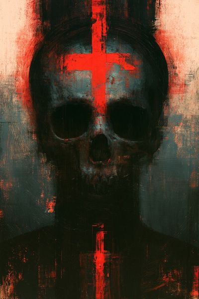 Crimson Skull Abstract Poster.