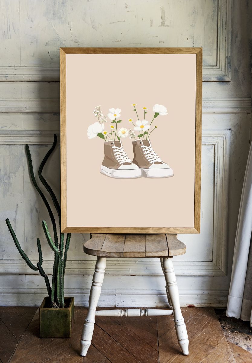 Floral Sneakers Illustration Poster room preview