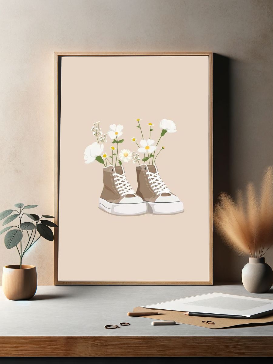 Floral Sneakers Illustration Poster. — room view 2