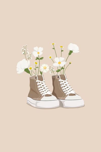 Floral Sneakers Illustration Poster. poster