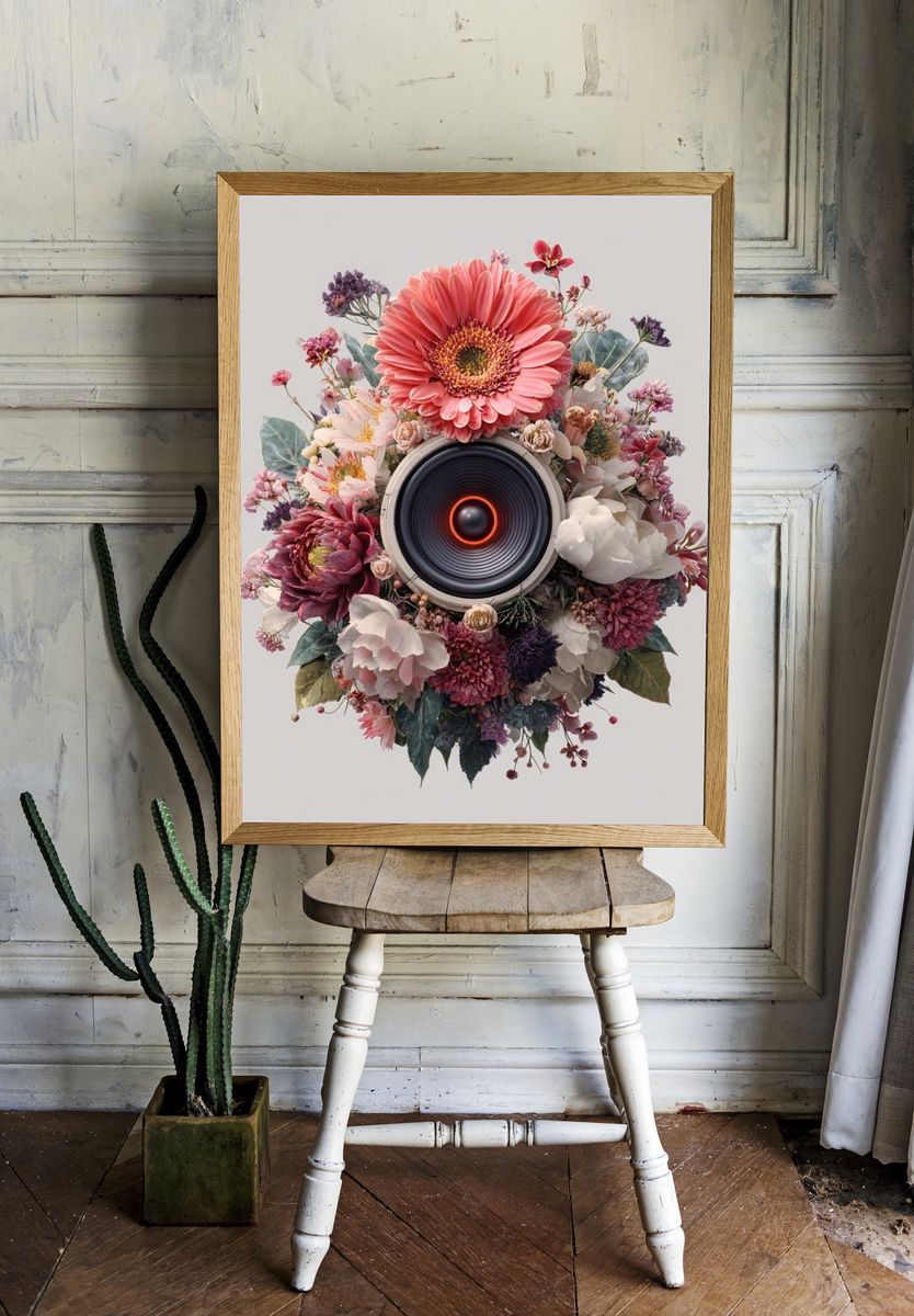 Floral Speaker — Illustration Print room preview