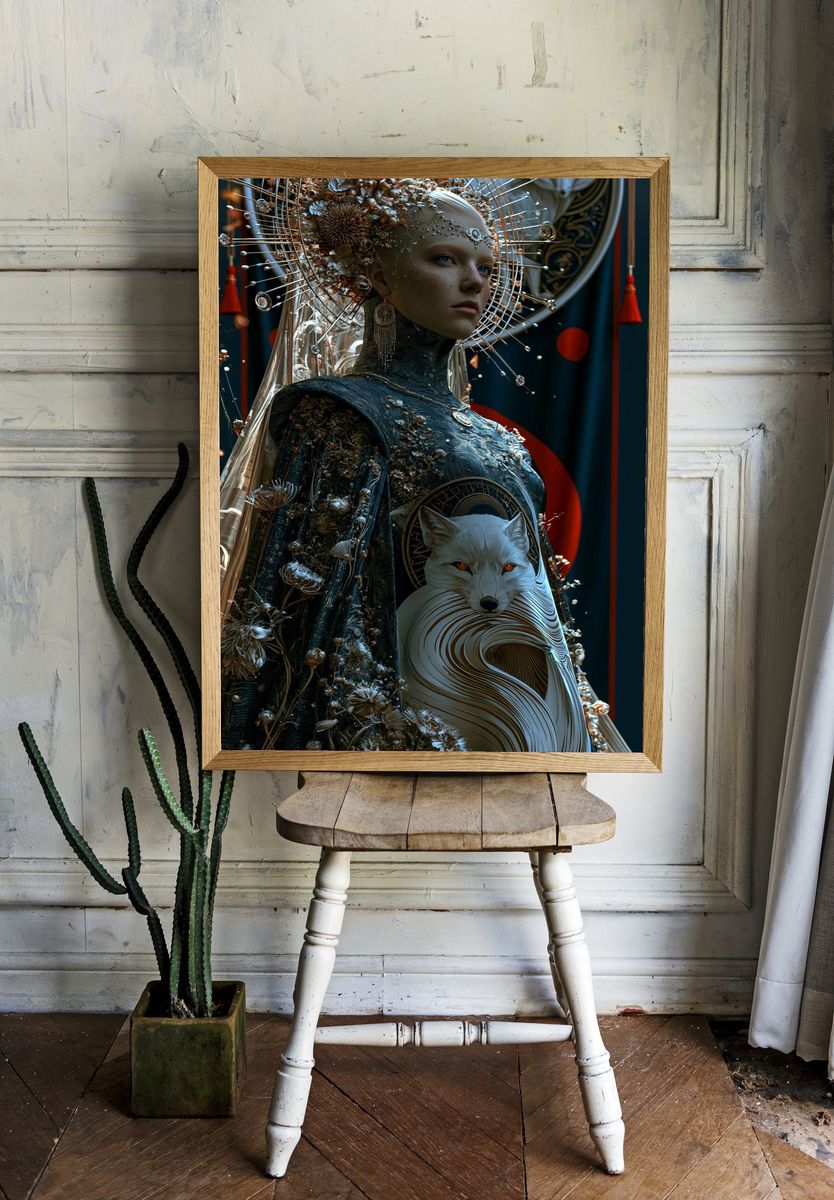 Fox Spirit Surrealism Poster. room preview