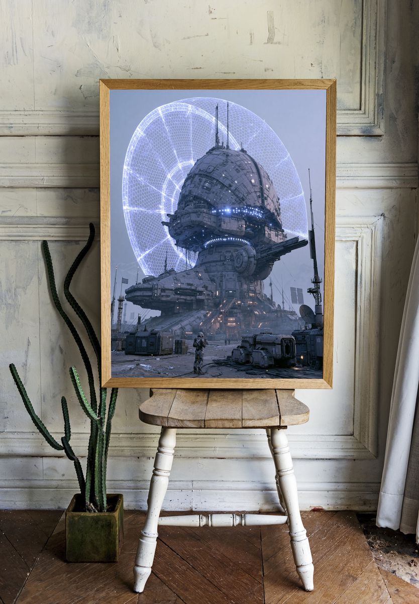 Futuristic Space Station Sci-Fi Poster. — room view 1