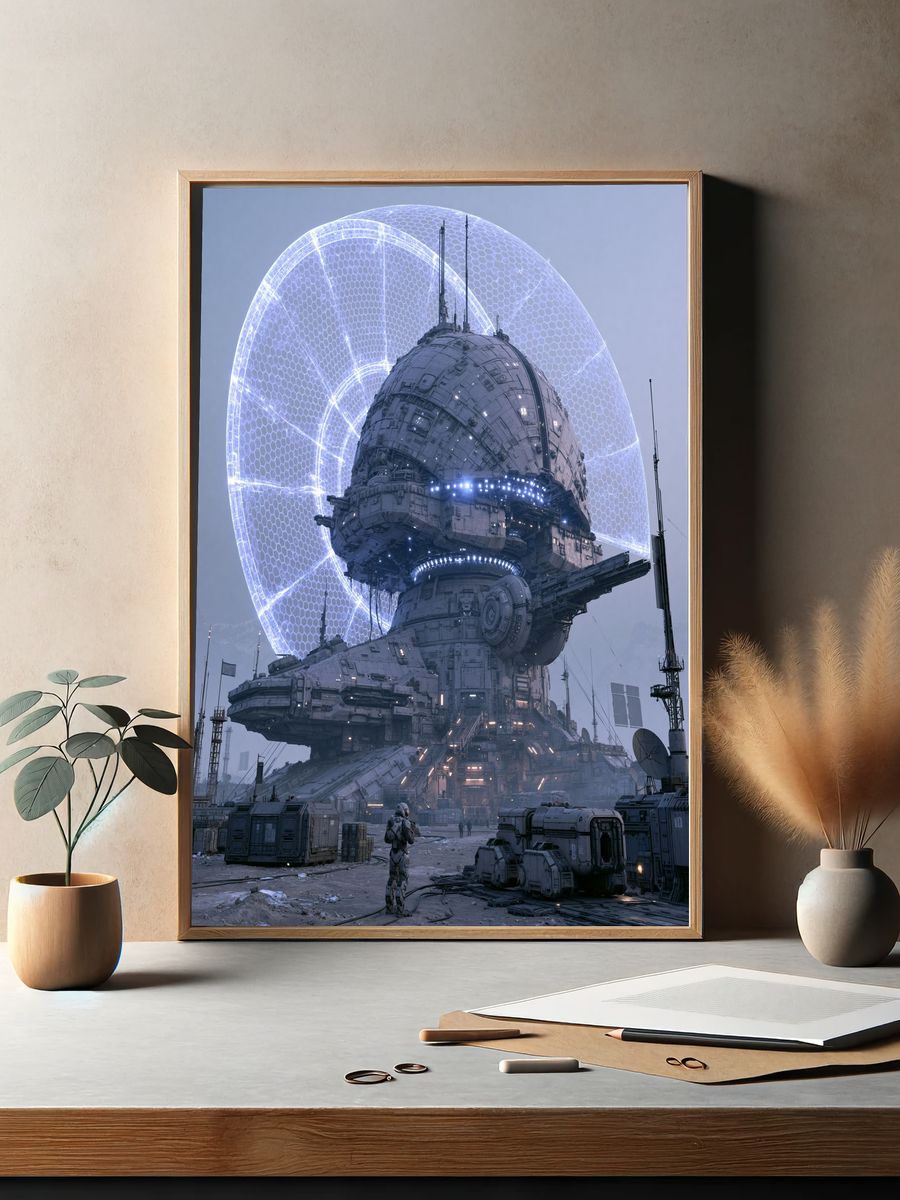 Futuristic Space Station Sci-Fi Poster. — room view 2